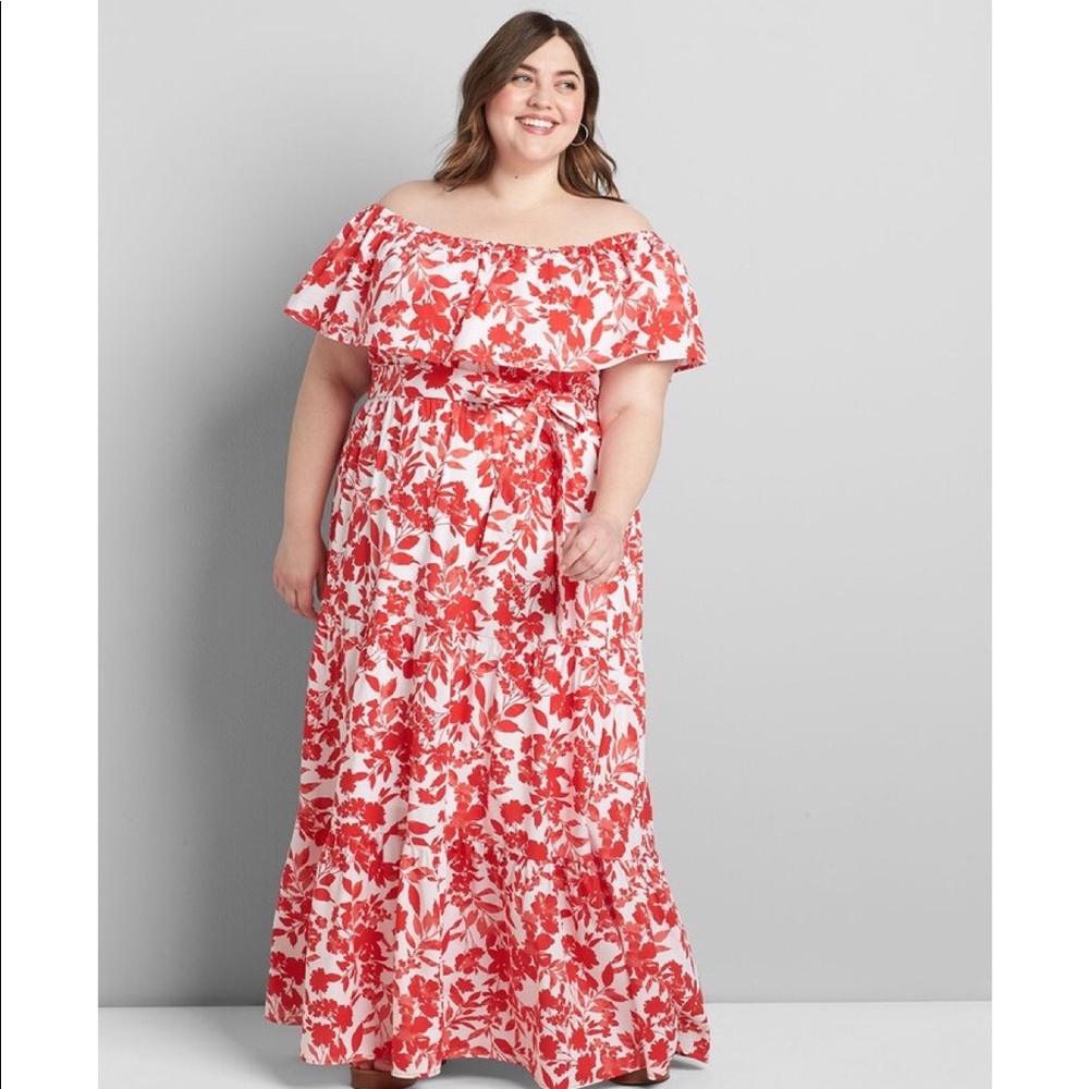 🆕Lane Bryant R/W/B Striped Multi-way Maxi